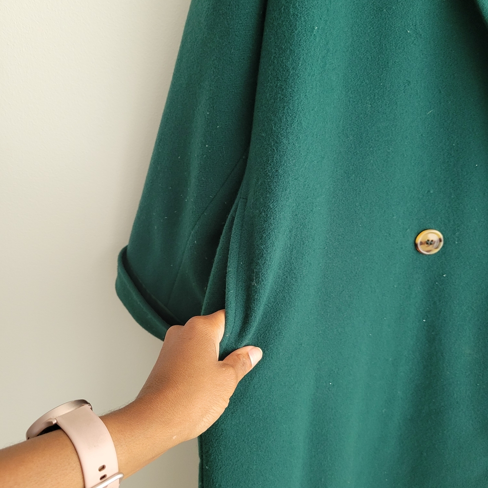 LES COPAINS Vintage Elegant Emeral Green Cashmere Wool Blend Full Length Coat - Picture 4 of 8